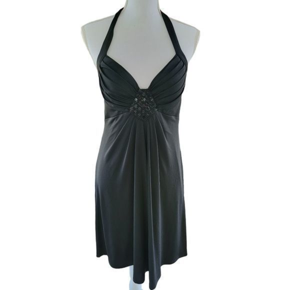 White House Black Market‎ Halter Neck Mini Fit & Flare Dress Black Women Size 6